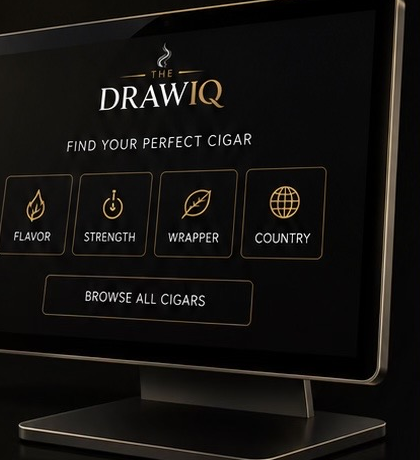 The DrawIQ compact tabletop cigar discovery kiosk experience